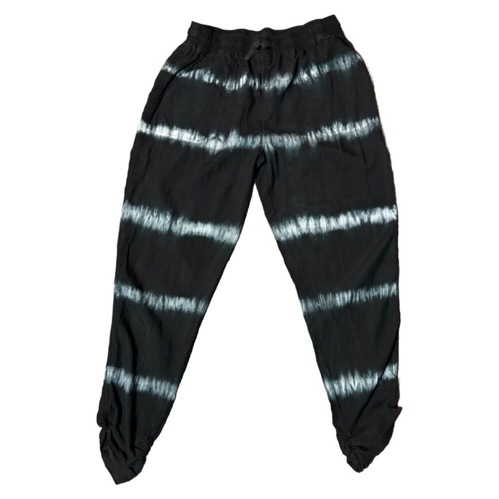 Thread & Supply Gathered Leg Cropped Stripped Pants, 100% Tencel Sz M (1501)